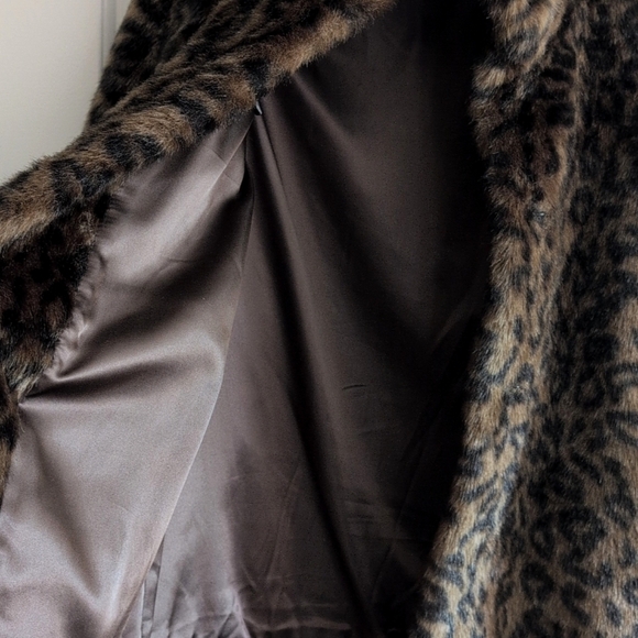 Velvet for Garnet Hill Leopard Print Mob Wife Faux Fur Fully Lined Coat S - Picture 11 of 13